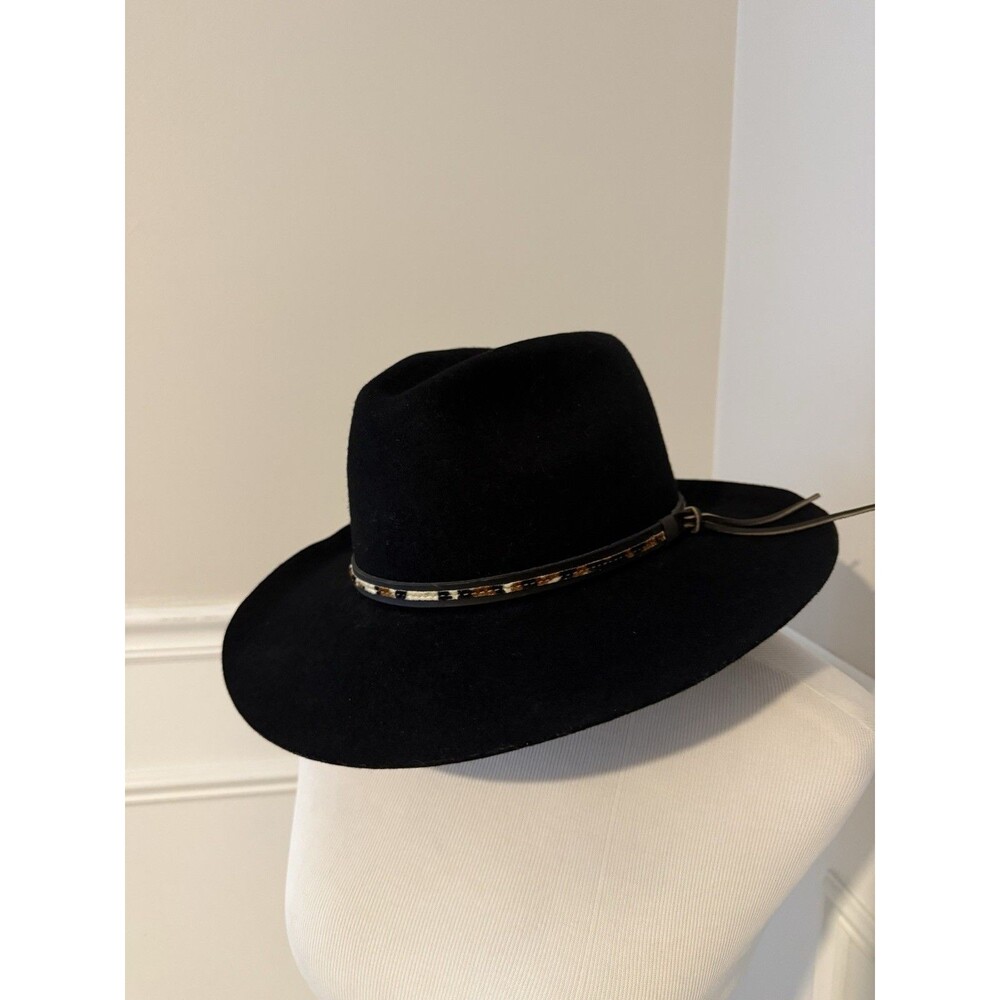 Vintage Eddy Bros Wool Hat Black Western Cowboy Fedora USA Mens XL Wide Brim